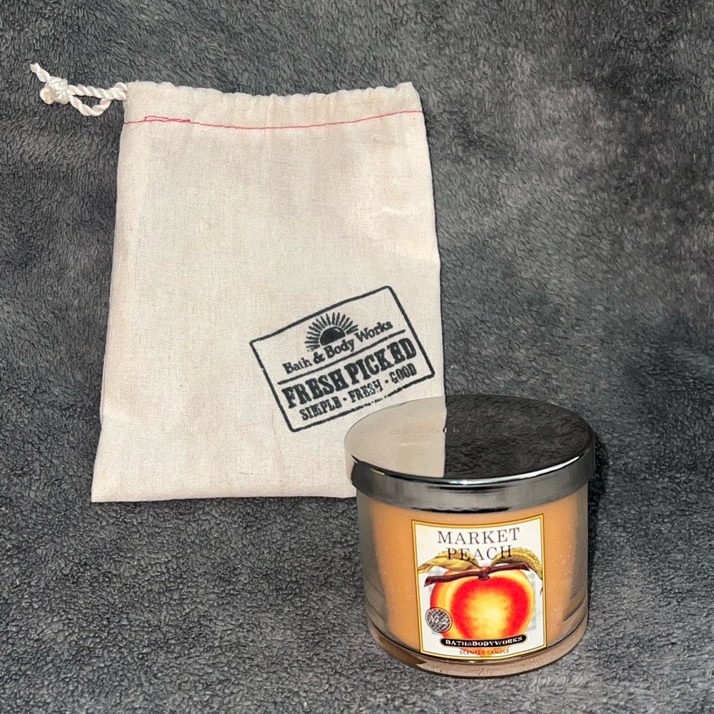 MARKET PEACH Candle BATH & BODY WORKS 4 oz Single Wick Jar With Bag Brand New